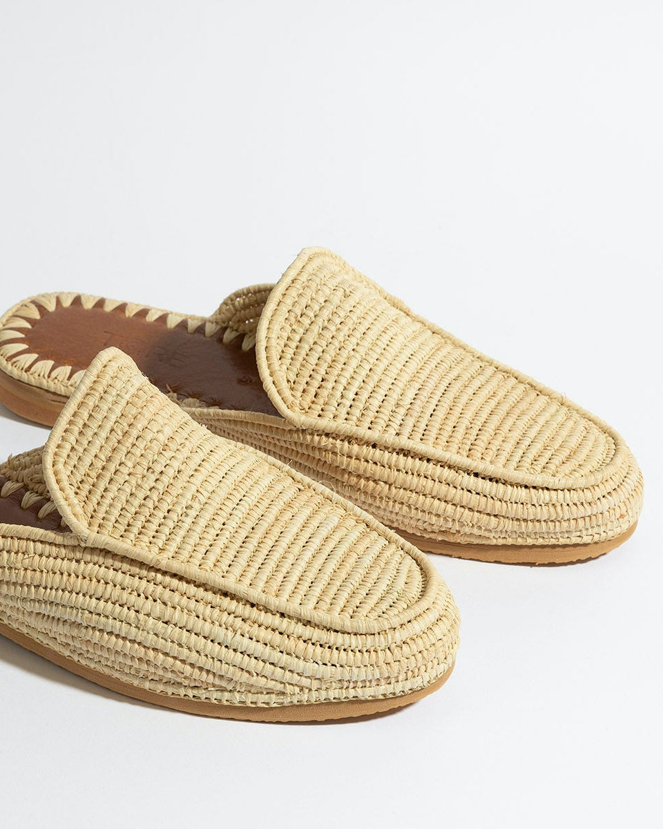 mens moroccan raffia loafer slide sandals natural