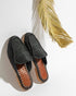 mens moroccan raffia loafer slide sandals black
