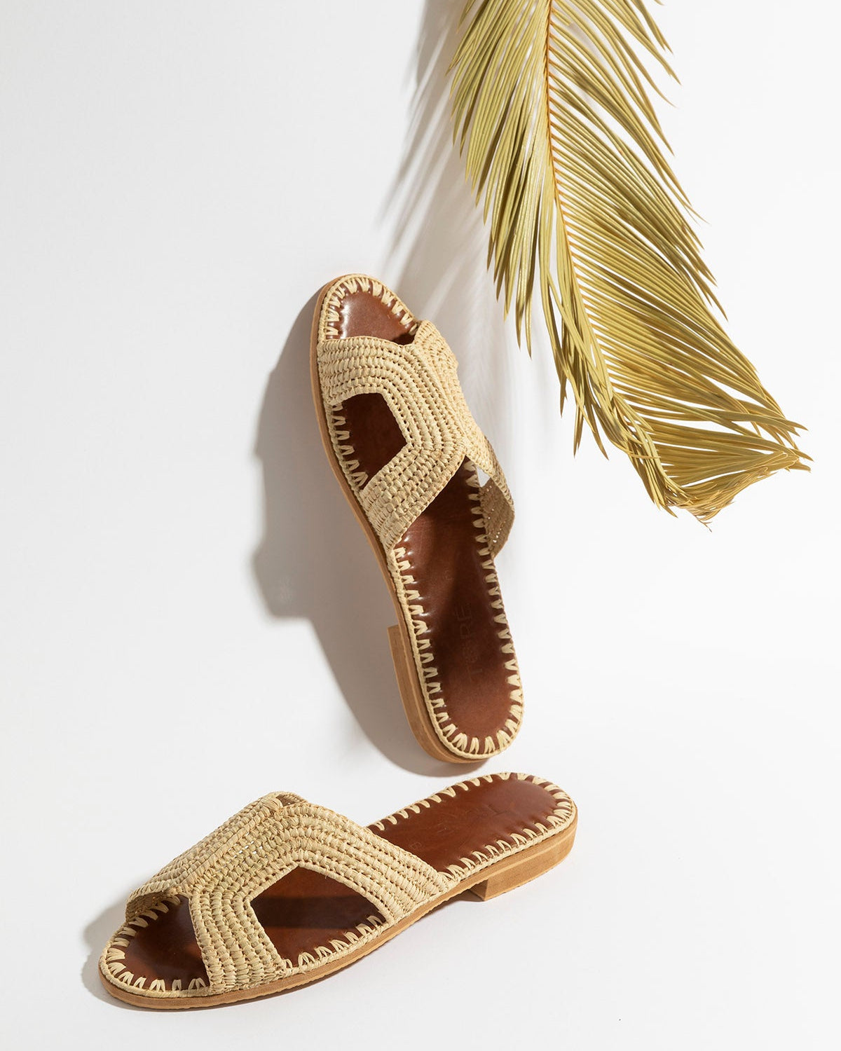 Moroccan open toe raffia slippers