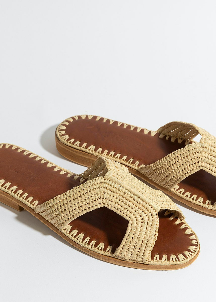 Moroccan open toe raffia slippers