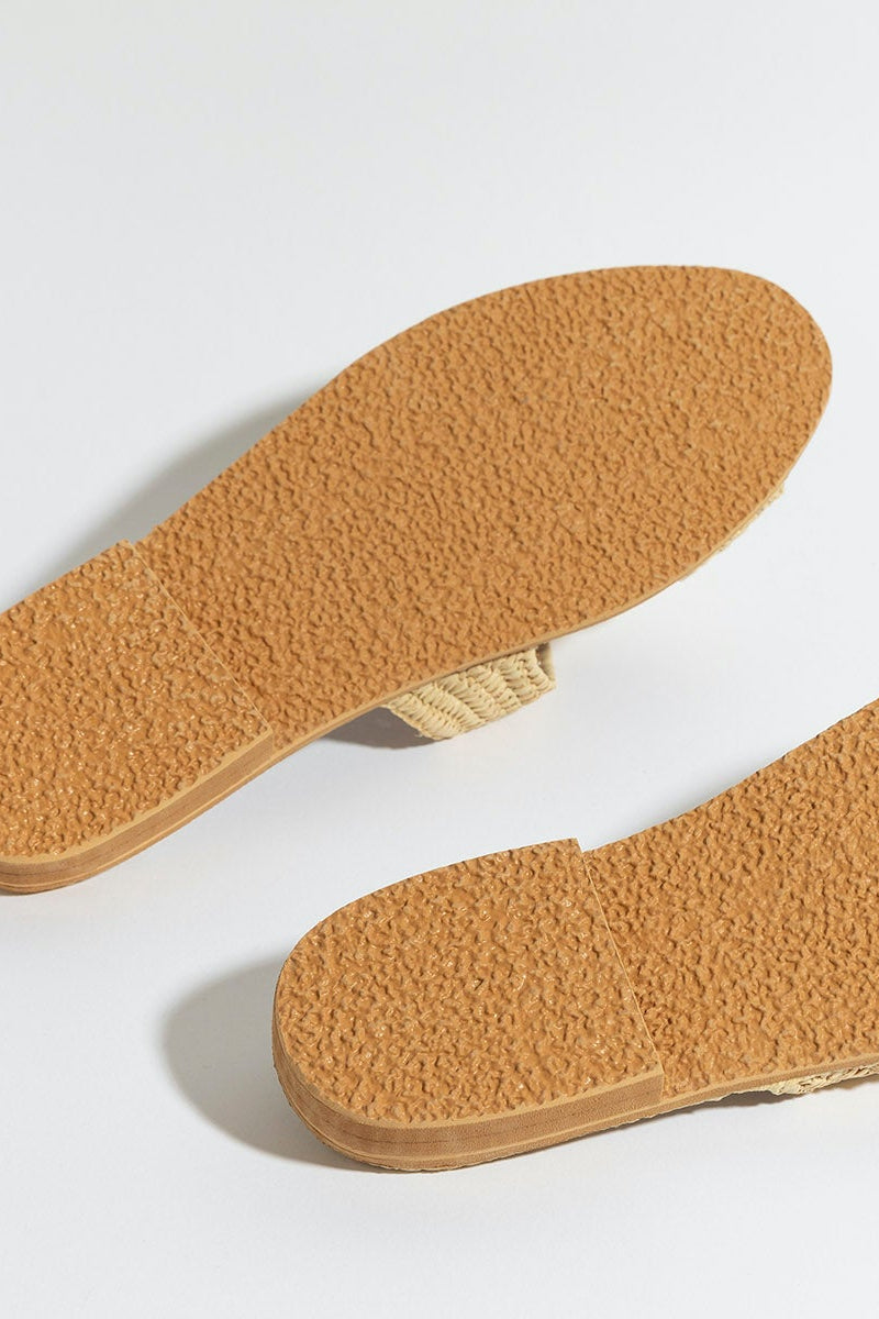 Moroccan open toe raffia slippers - soles