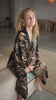 woman wearing satin kimono robe handmade in bali - Malam black