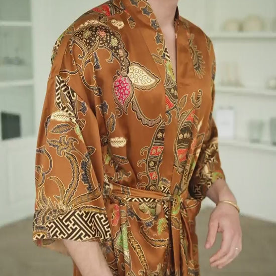 man wearing mens satin kimono rbe Surya